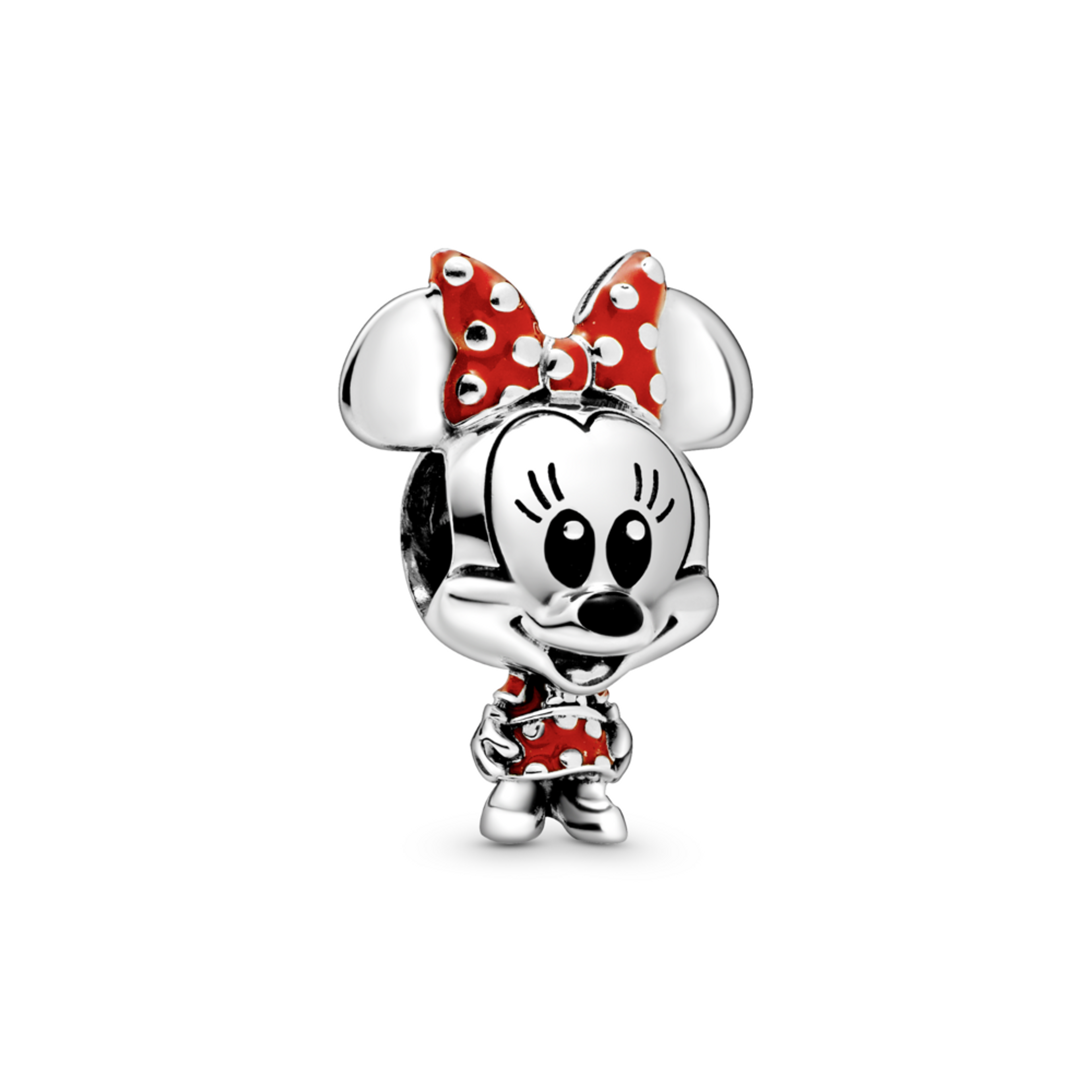 PANDORA Disney prívesok Myška Minnie s bodkovanými šatami a mašľou