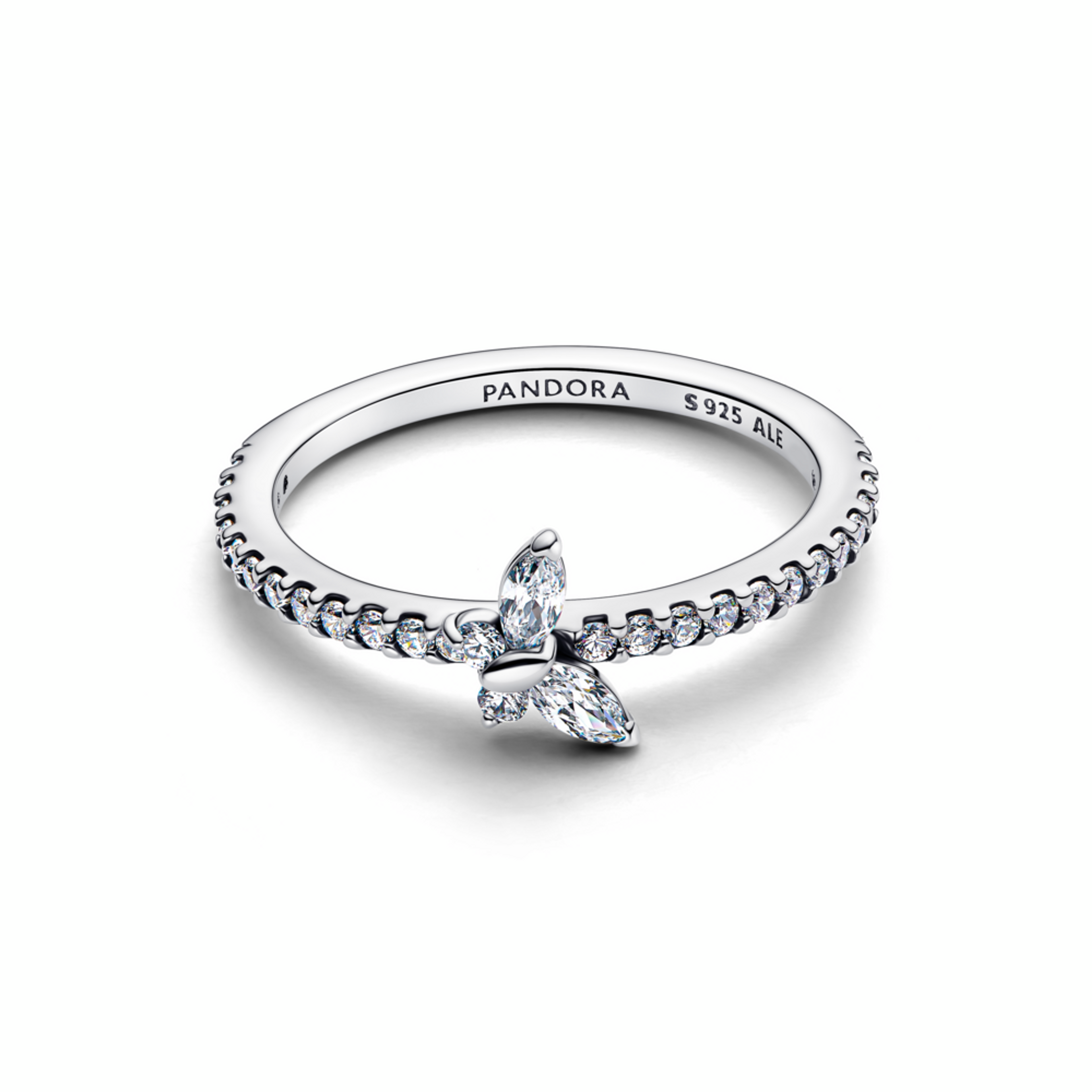 PANDORA strieborný prsteň s Bielym čírym motýľom - galéria #1