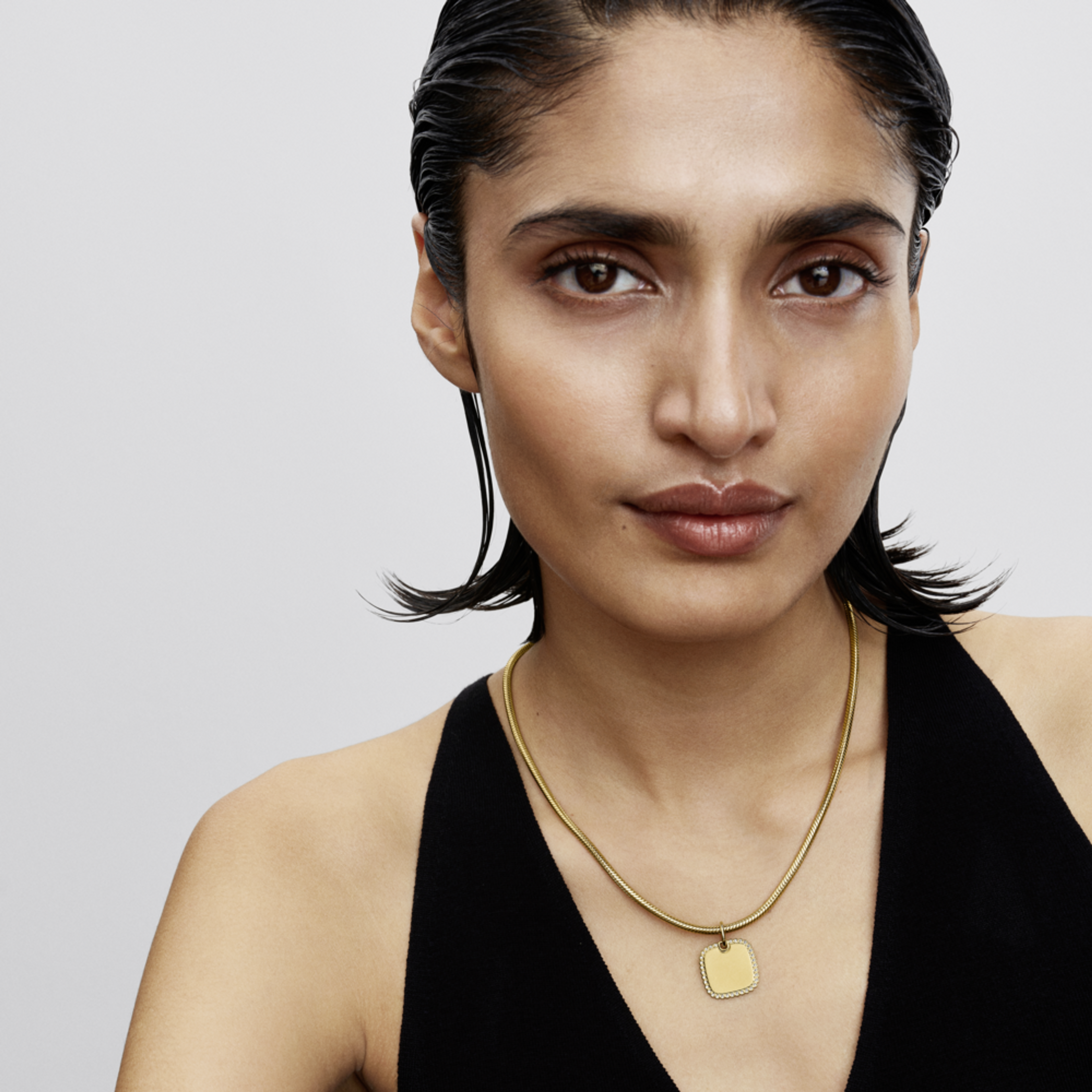 PANDORA pozlátený hranatý prívesok s možnosťou gravírovania - galéria #1