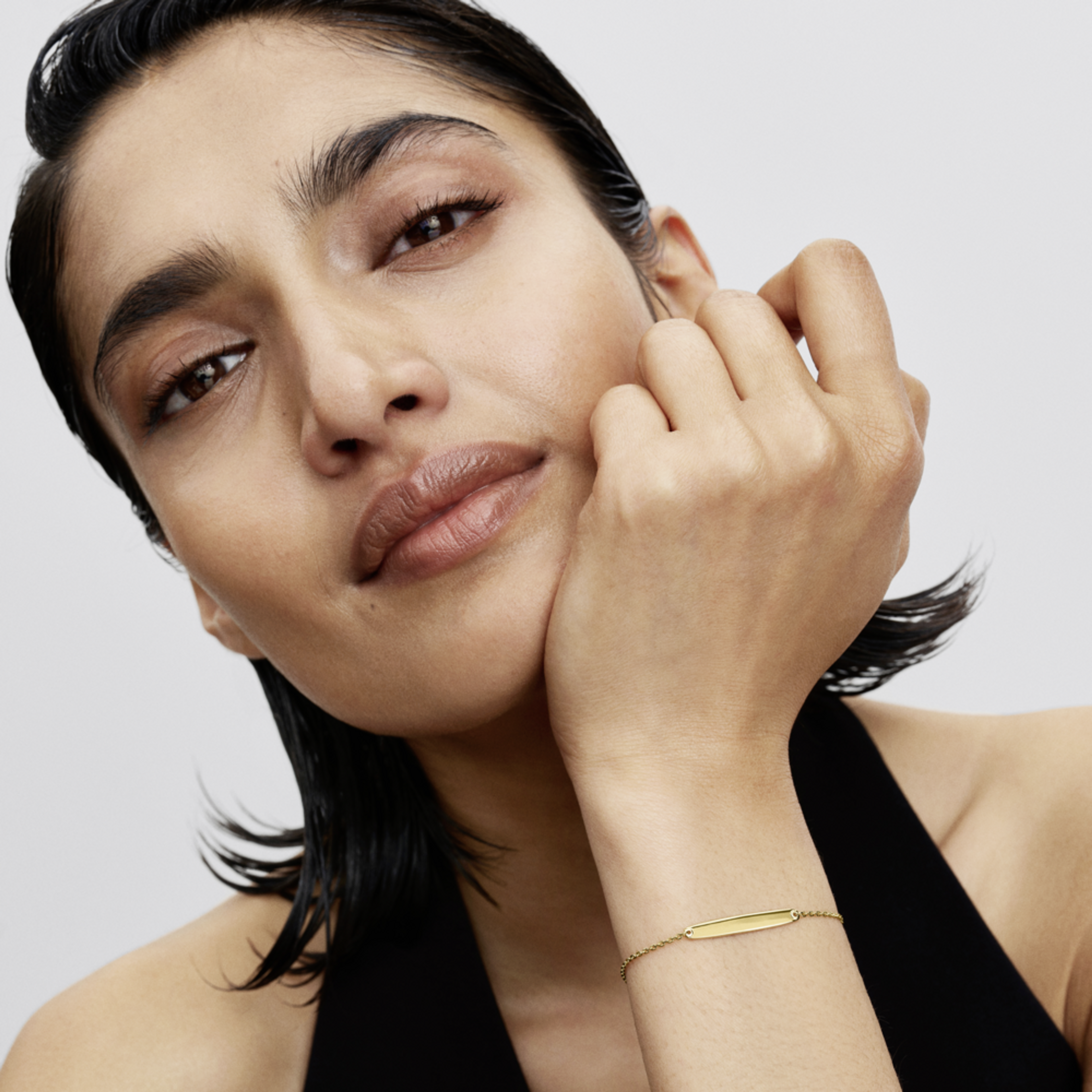 PANDORA pozlátený náramok s plackou na gravírovanie - galéria #1