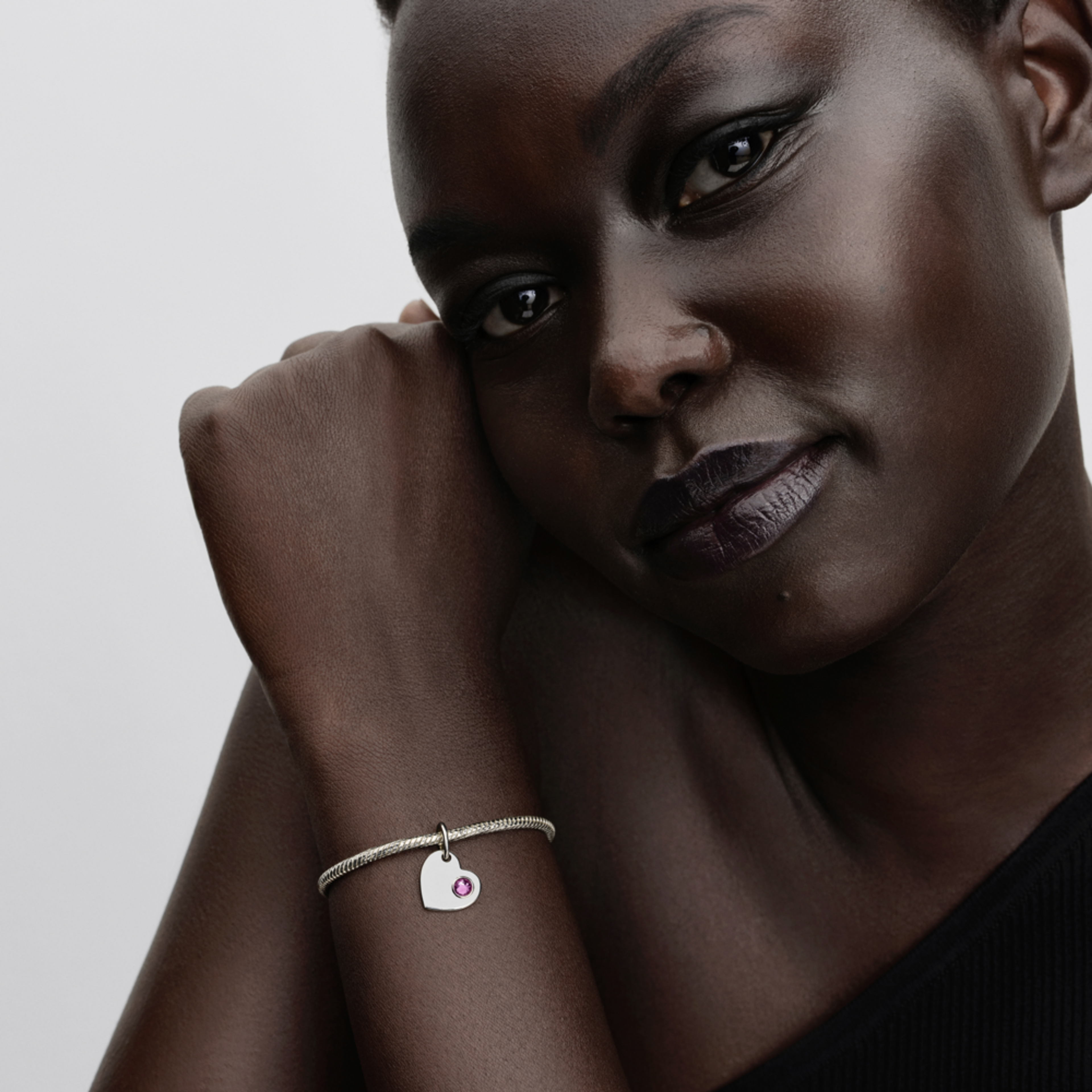 PANDORA Visiaci prívesok Srdce s ružovým kameňom, na gravírovanie - galéria #1