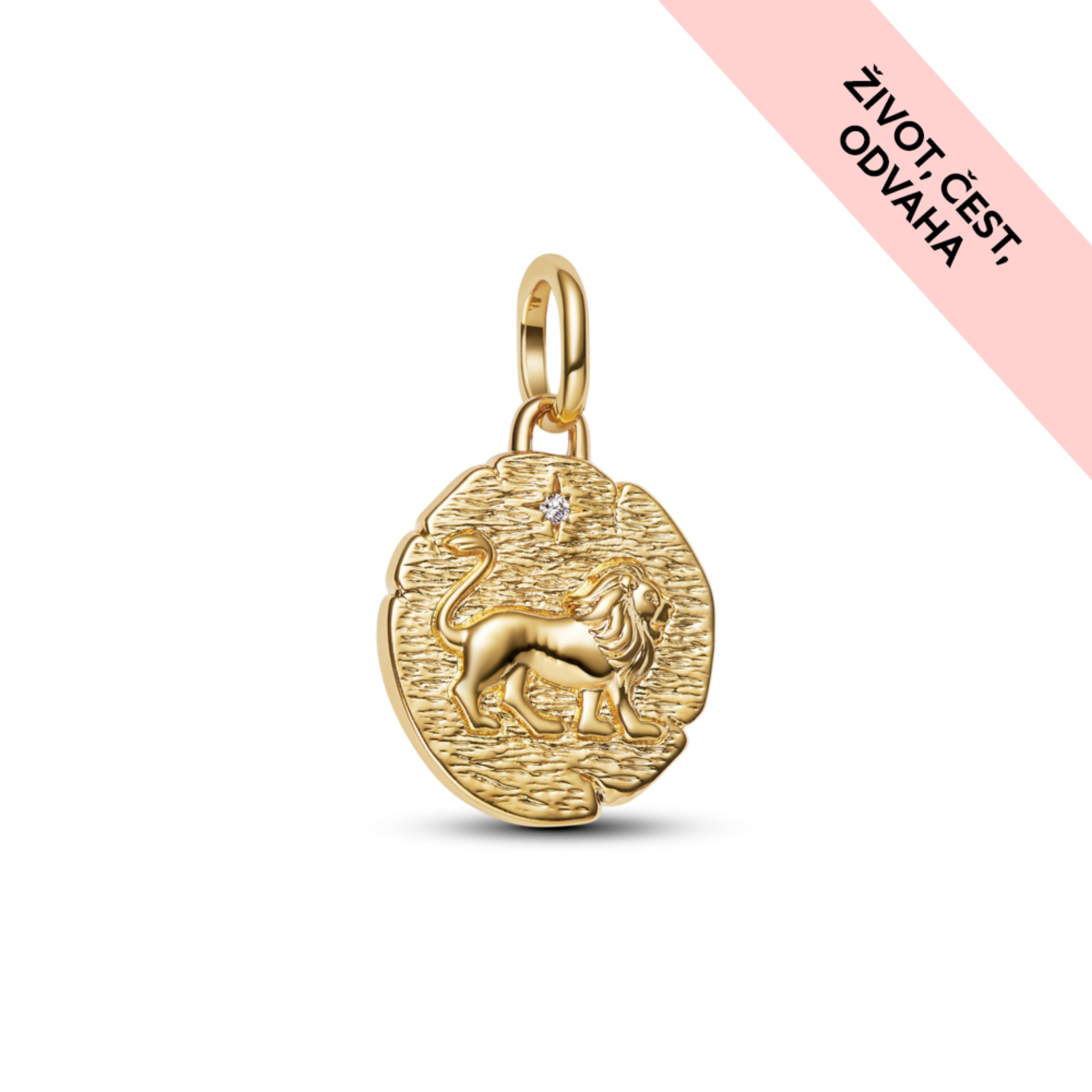 PANDORA pozlátený Medailónkový prívesok Lev