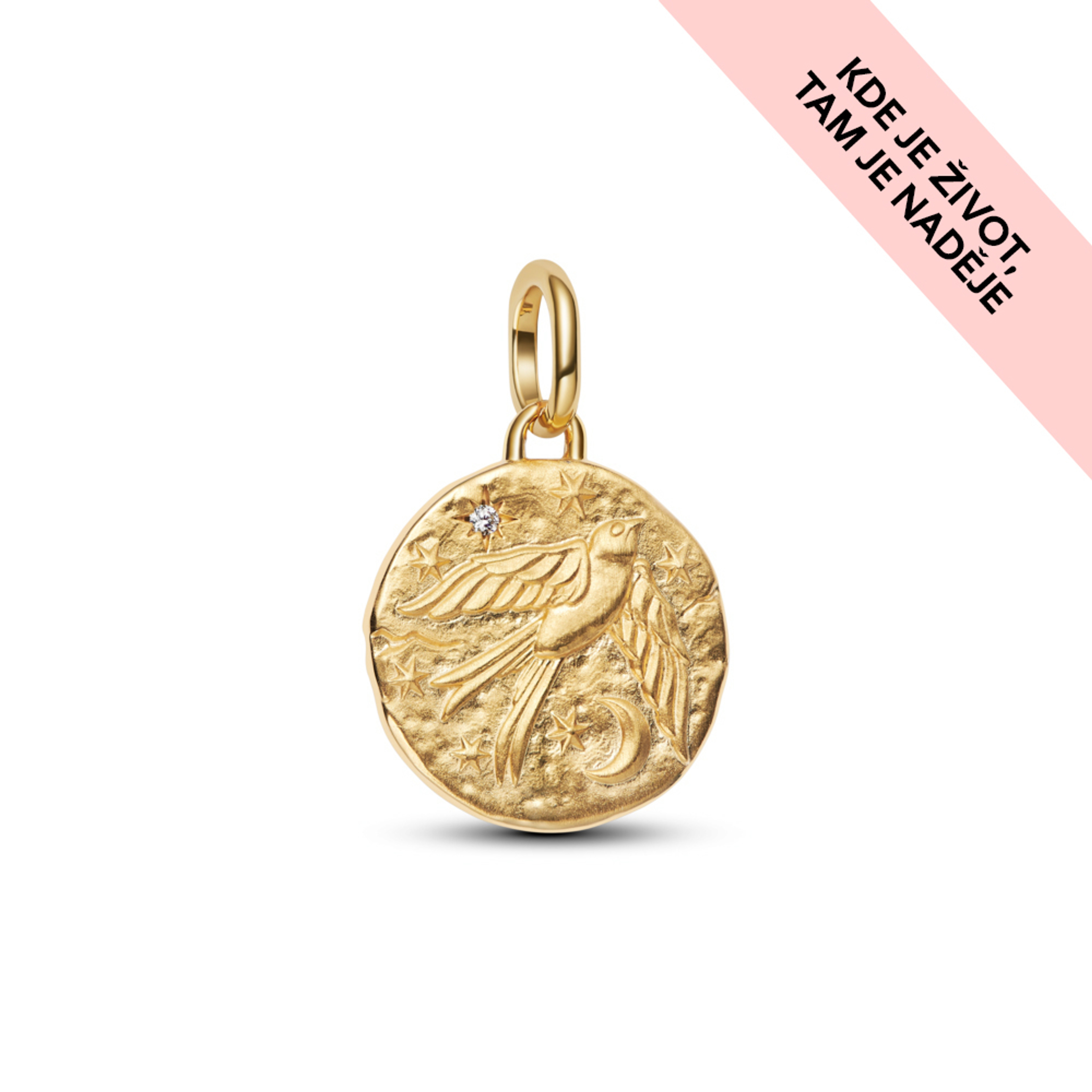 PANDORA pozlátený Medailónový prívesok Lastovička