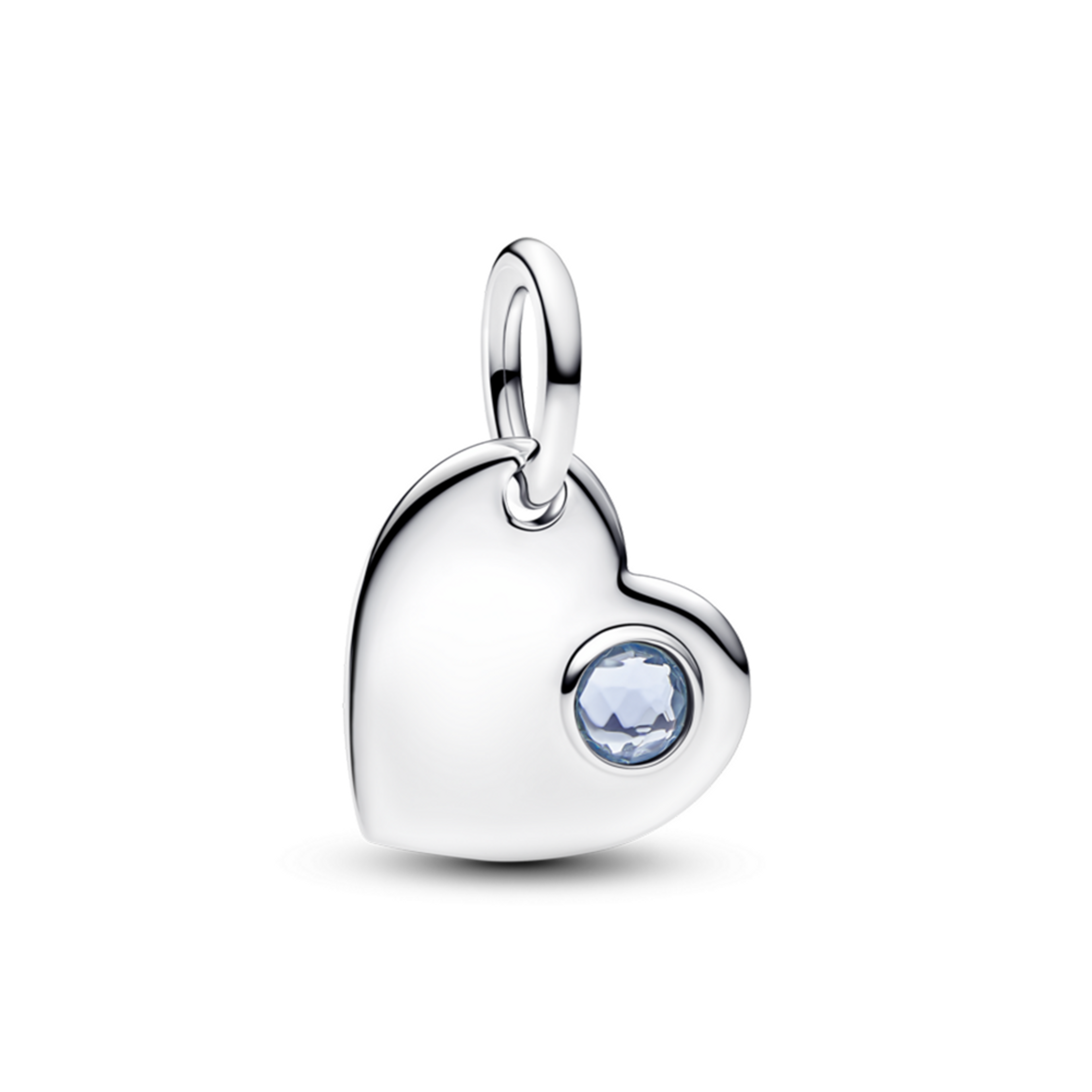 PANDORA Visiaci prívesok Srdce s akvamarínovým kameňom, na gravírovanie