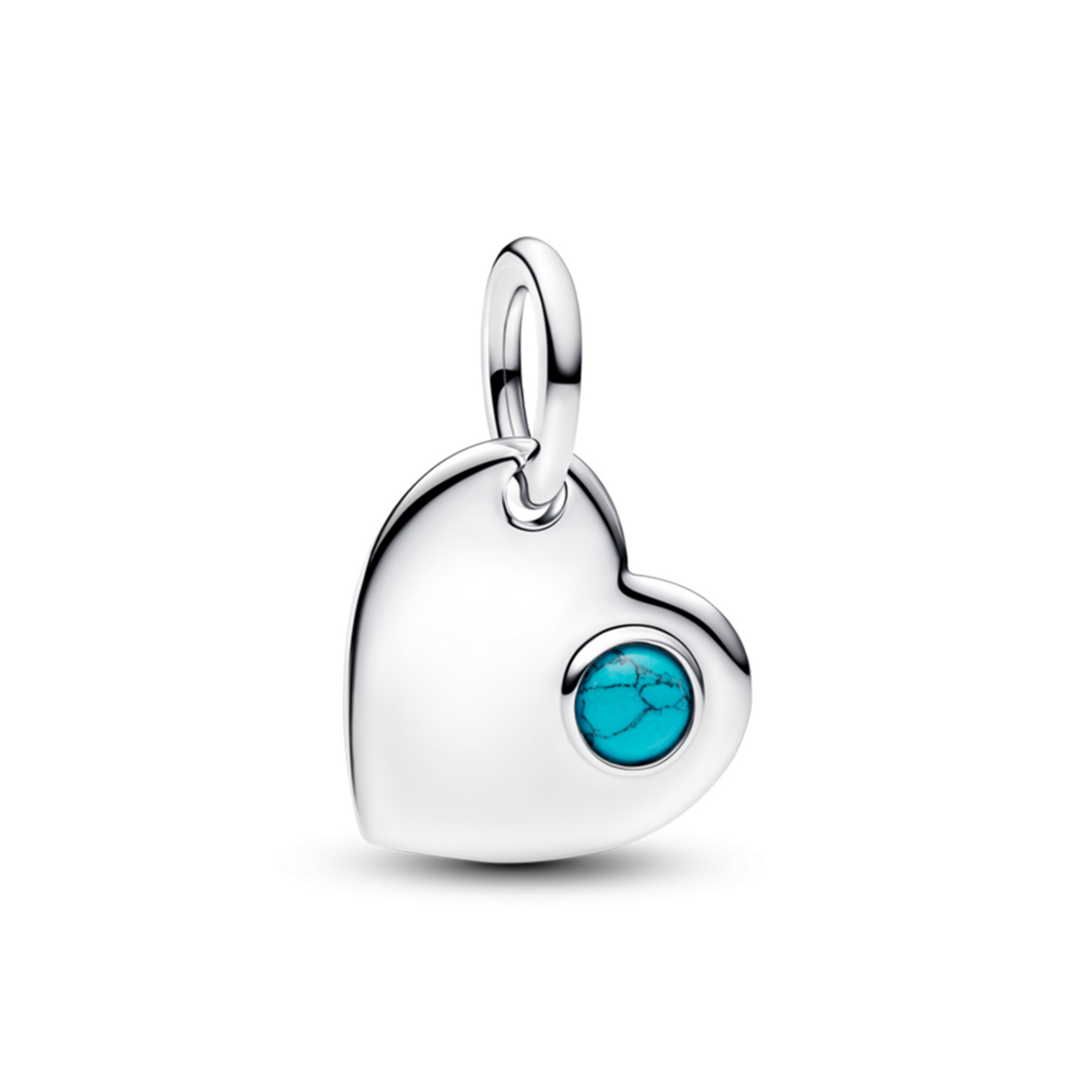 PANDORA Visiaci prívesok Srdce s tyrkysovým kameňom, na gravírovanie