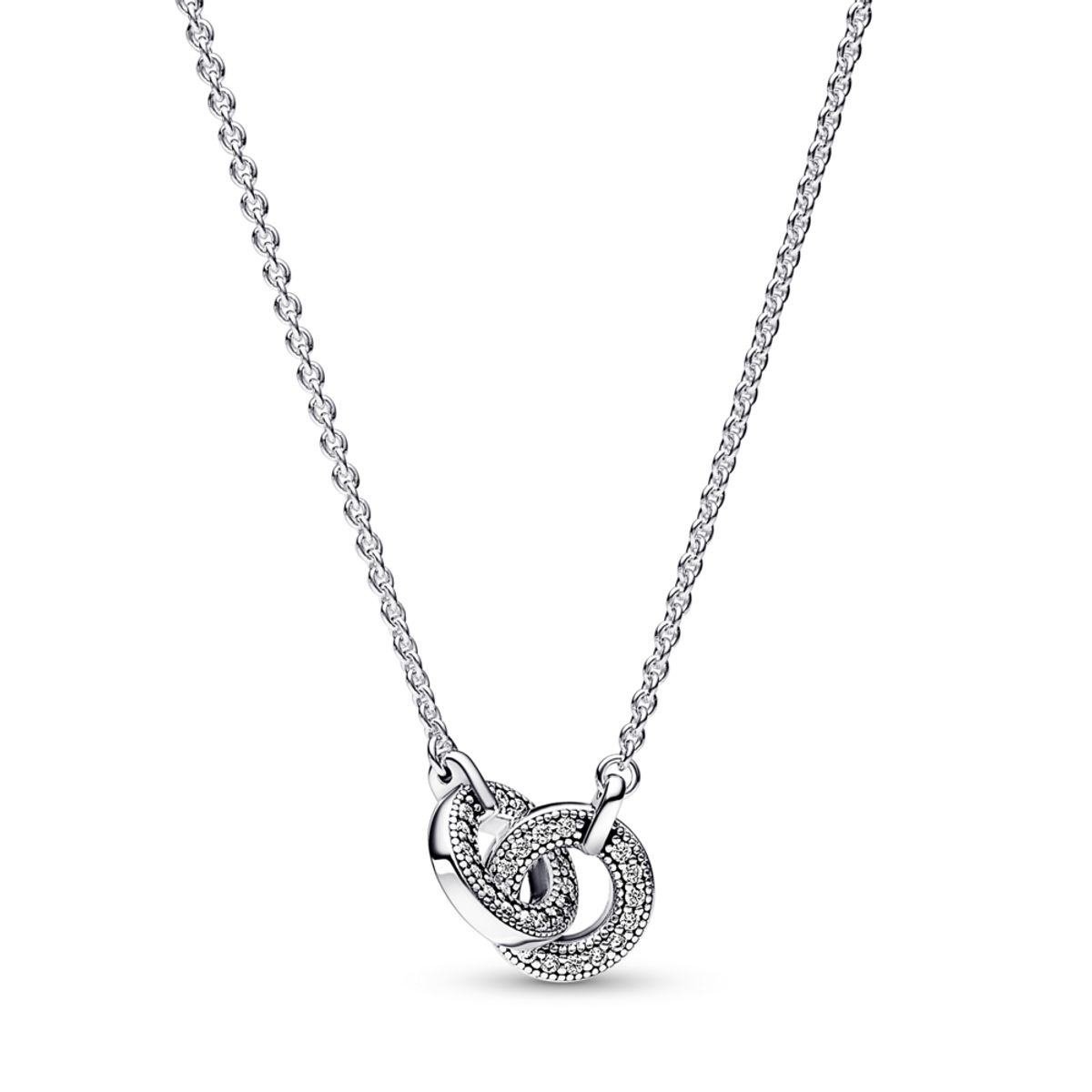 PANDORA náhrdelník s príveskom Pandora Signature Prepletená pavé