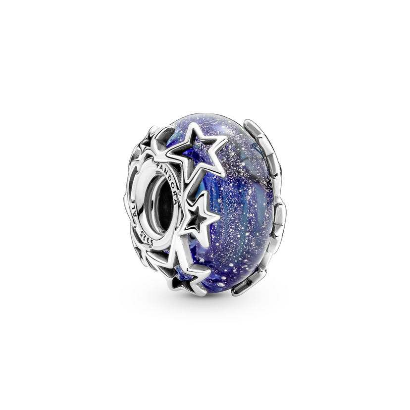 PANDORA prívesok Modrá galaxia a hviezda Murano