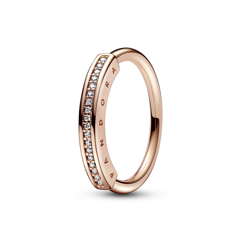 PANDORA prsteň Signature s I-D a Pavé