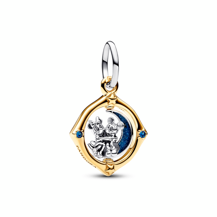 PANDORA Disney prívesok Mickey Mouse & Minnie Mouse Dvojfarebný otáčajúci sa mesiac