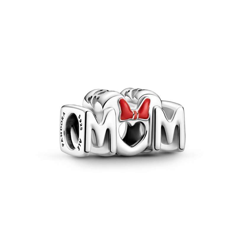 PANDORA Disney prívesok Minnie Mouse mašľa a slovo Mum