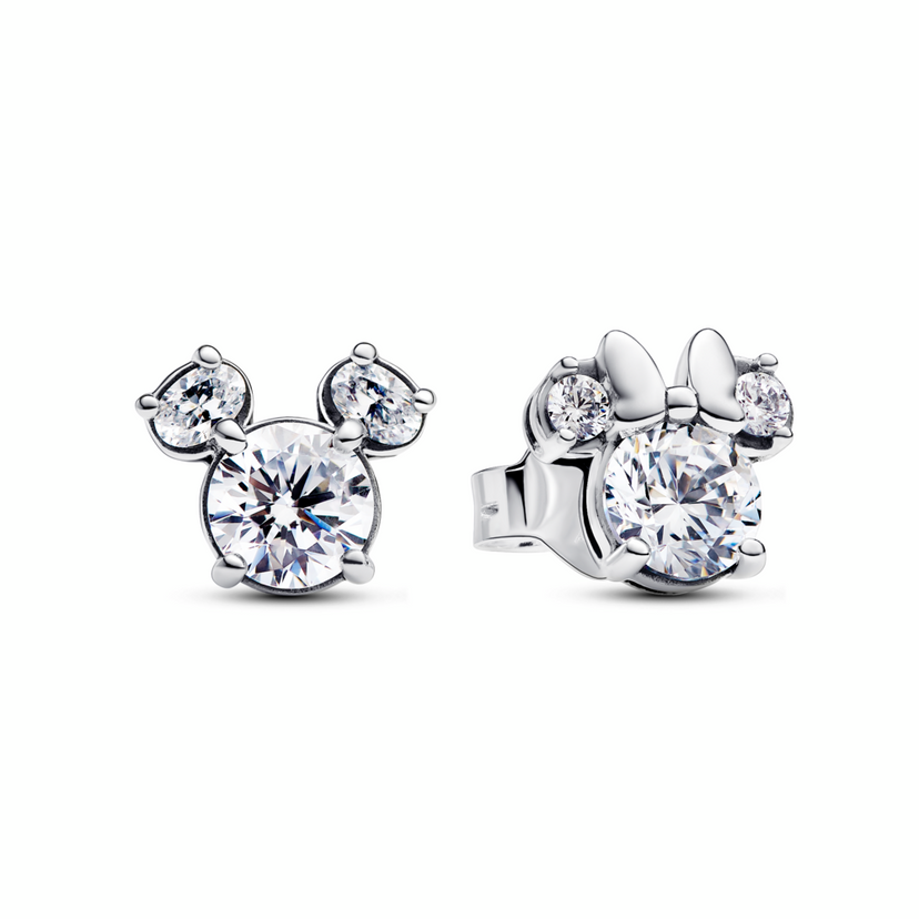 PANDORA Trblietavé kôstkové náušnice Disney Mickey Mouse a Minnie Mouse