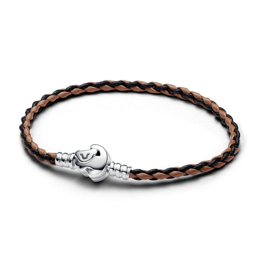 PANDORA Disney prepletaný kožený náramok so sponou Leví kráľ