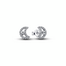 Moon sterling silver stud earrings with clear cubic zirconia