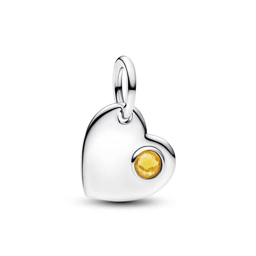 PANDORA Visiaci prívesok Srdce s kameňom medovej farby, na gravírovanie